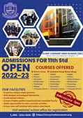 ADMISSION OPEN  XI STD in ISC Stream 