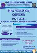 JAYA COLLEE OF ARTS AND SCIENCE  MBA ADMISSION OPEN 2020 
